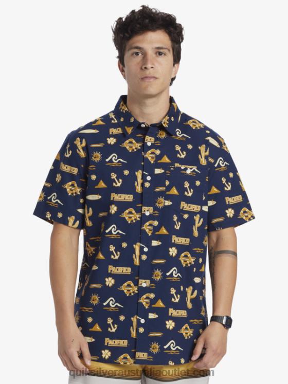 Quiksilver x Pacifico Men Short Sleeve Shirt H2N4B15 navy blazer