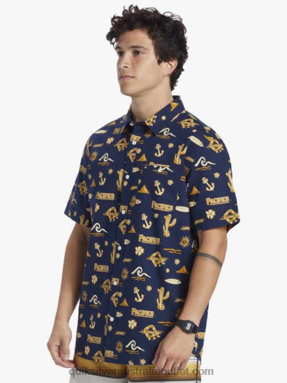 Quiksilver x Pacifico Men Short Sleeve Shirt H2N4B15 navy blazer