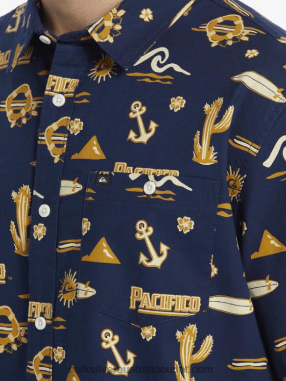Quiksilver x Pacifico Men Short Sleeve Shirt H2N4B15 navy blazer