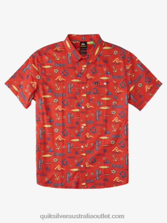 Quiksilver x Pacifico Men Short Sleeve Shirt H2N4B16 red pacifico quiksilver