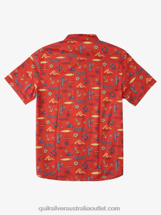 Quiksilver x Pacifico Men Short Sleeve Shirt H2N4B16 red pacifico quiksilver