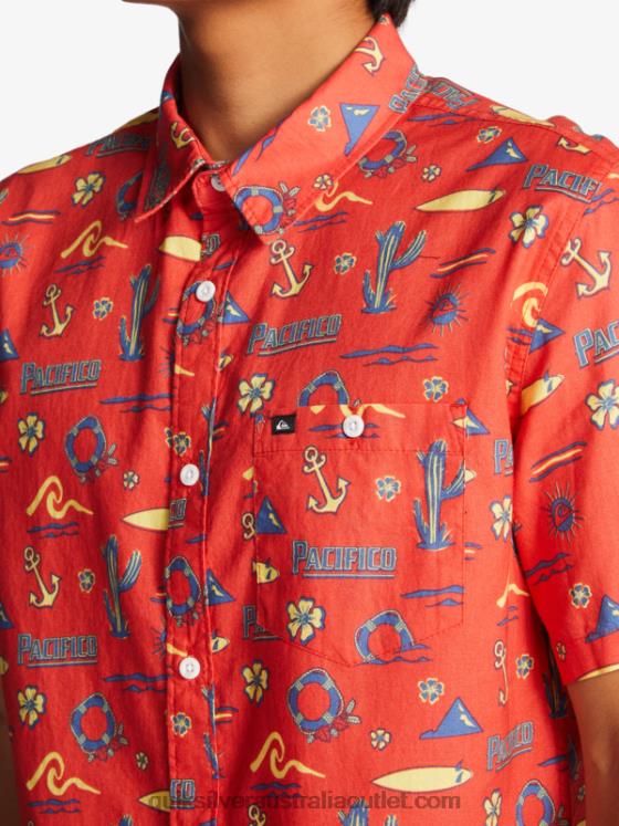 Quiksilver x Pacifico Men Short Sleeve Shirt H2N4B16 red pacifico quiksilver