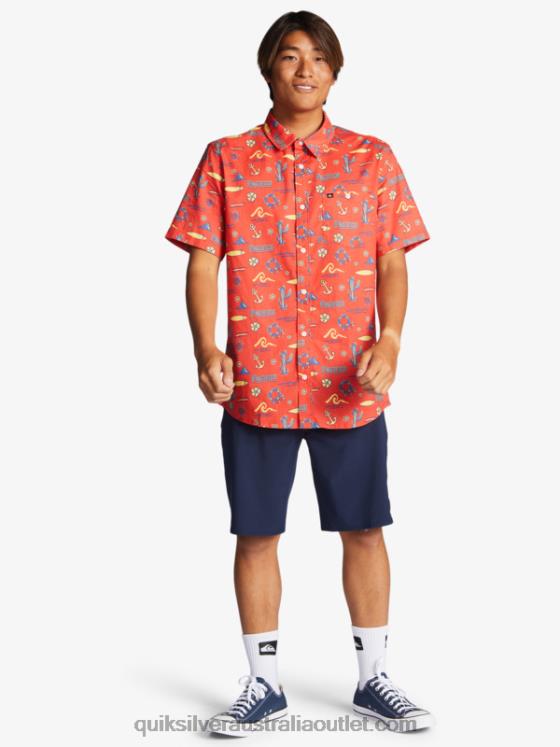 Quiksilver x Pacifico Men Short Sleeve Shirt H2N4B16 red pacifico quiksilver