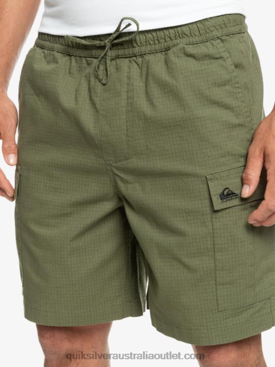 Quiksilver Men Cargo Taxer Elastic Waist 19 Shorts H2N4B1010 four leaf clover