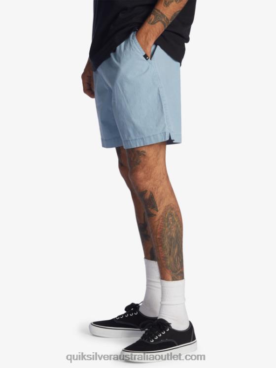 Quiksilver Men Taxer 17 Elastic Waist Shorts H2N4B1379 faded denim