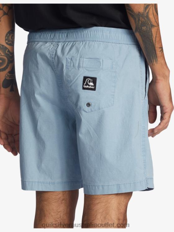 Quiksilver Men Taxer 17 Elastic Waist Shorts H2N4B1379 faded denim