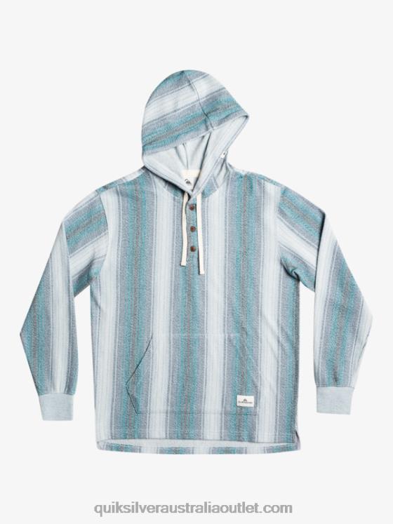 Quiksilver Men Baja Henley Hoodie H2N4B1098 moroccan blue baja stripe