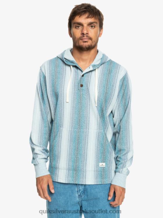 Quiksilver Men Baja Henley Hoodie H2N4B1098 moroccan blue baja stripe