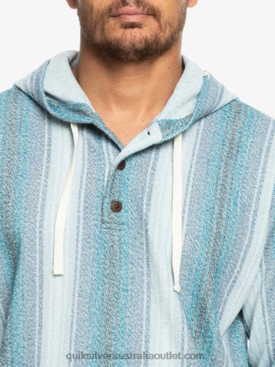 Quiksilver Men Baja Henley Hoodie H2N4B1098 moroccan blue baja stripe