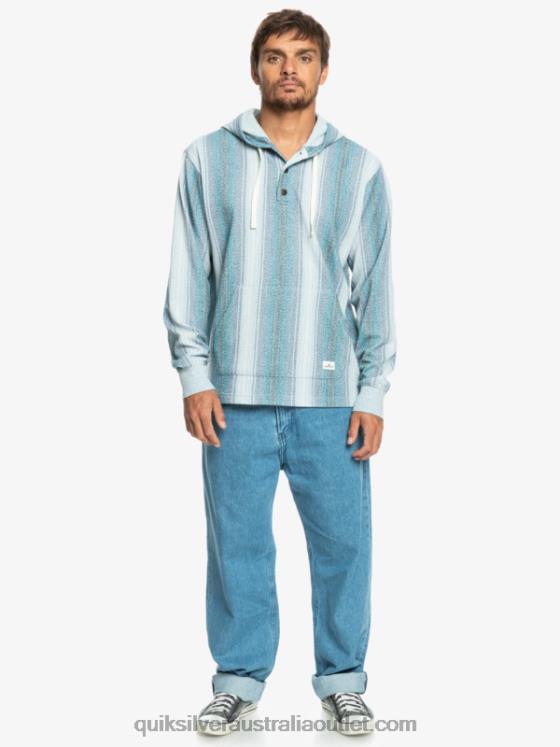 Quiksilver Men Baja Henley Hoodie H2N4B1098 moroccan blue baja stripe