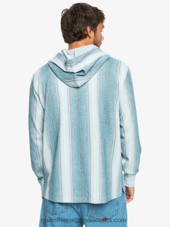 Quiksilver Men Baja Henley Hoodie H2N4B1098 moroccan blue baja stripe