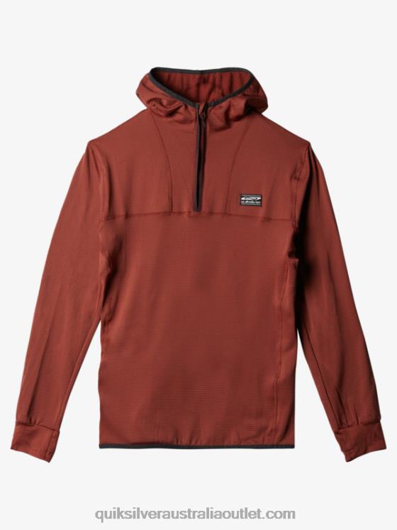 Quiksilver Men Steep Point Quarter-Zip Fleece Hoodie H2N4B1875 mahogany