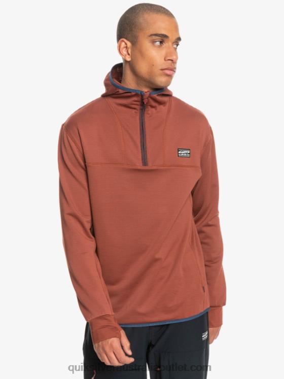 Quiksilver Men Steep Point Quarter-Zip Fleece Hoodie H2N4B1875 mahogany