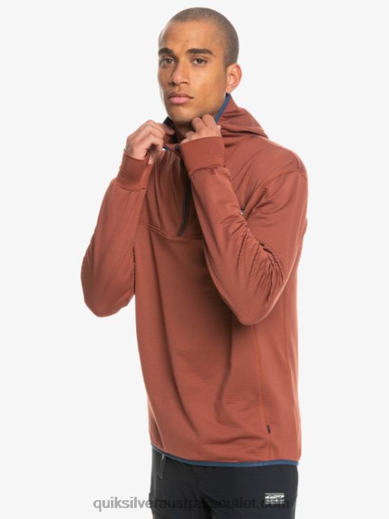 Quiksilver Men Steep Point Quarter-Zip Fleece Hoodie H2N4B1875 mahogany