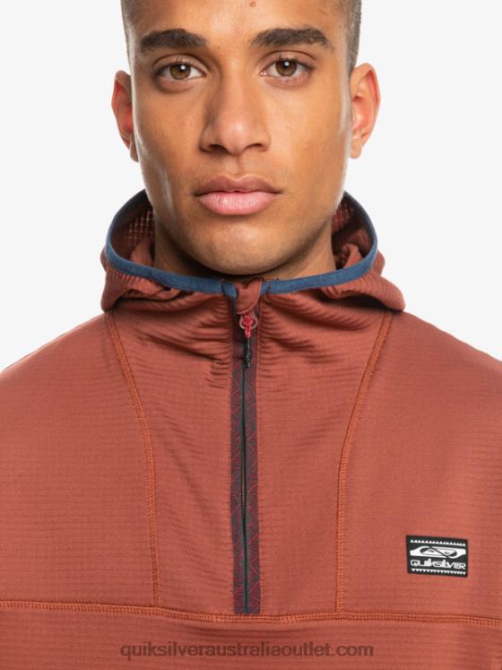 Quiksilver Men Steep Point Quarter-Zip Fleece Hoodie H2N4B1875 mahogany