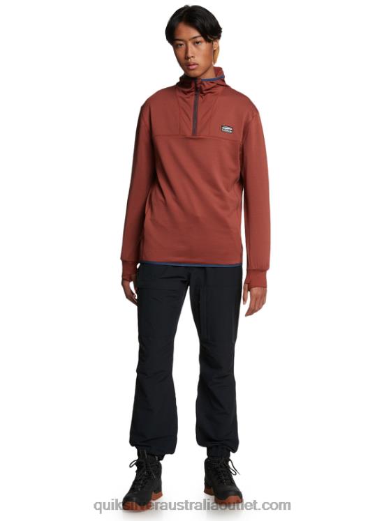 Quiksilver Men Steep Point Quarter-Zip Fleece Hoodie H2N4B1875 mahogany