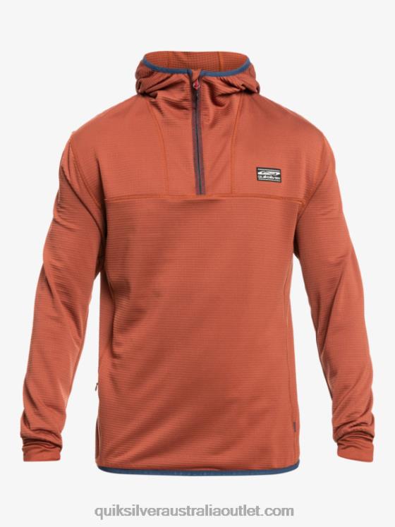 Quiksilver Men Steep Point Quarter-Zip Fleece Hoodie H2N4B1875 mahogany