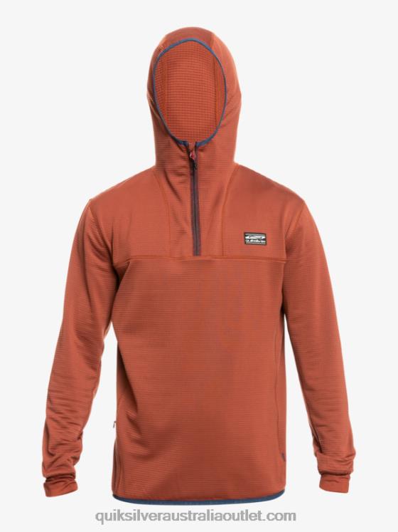 Quiksilver Men Steep Point Quarter-Zip Fleece Hoodie H2N4B1875 mahogany