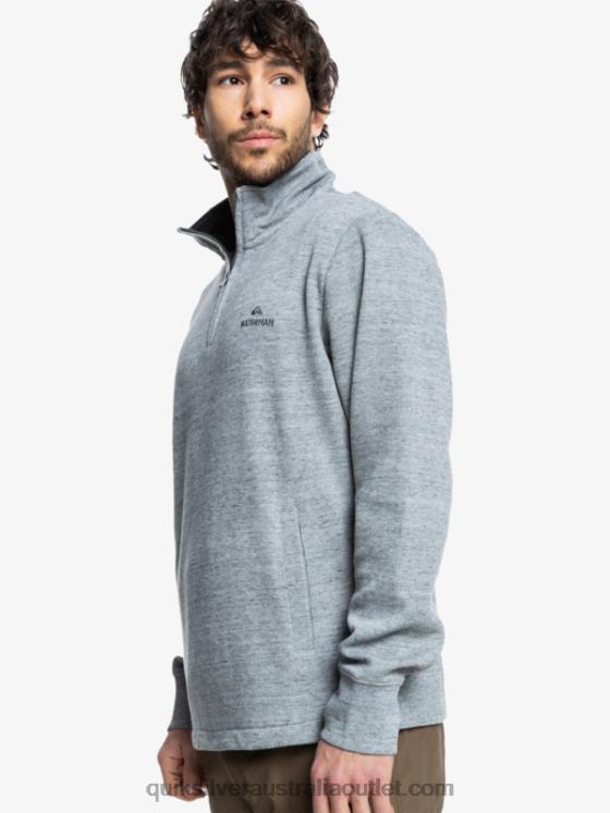 Quiksilver Men Waterman Pointsurf Zip Mock Neck Sweatshirt H2N4B1800 light grey heather