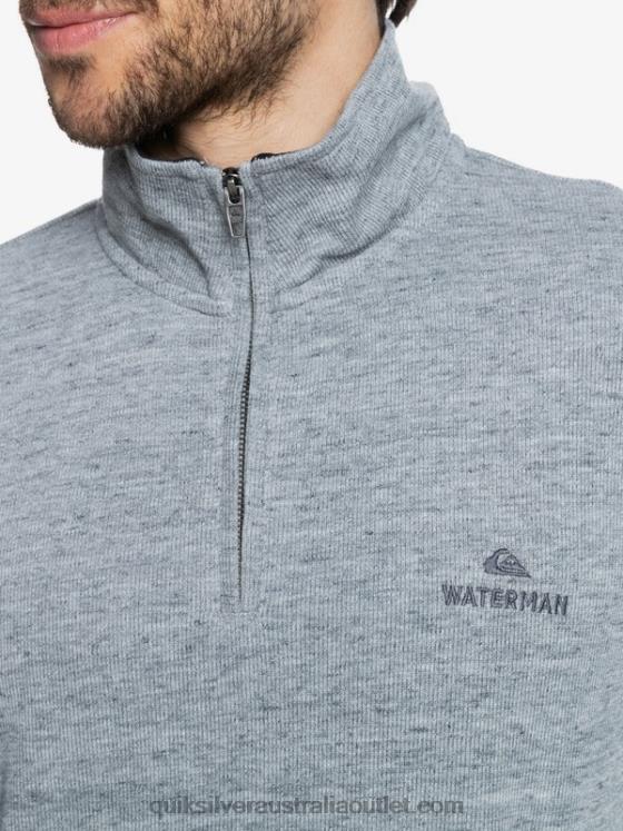 Quiksilver Men Waterman Pointsurf Zip Mock Neck Sweatshirt H2N4B1800 light grey heather
