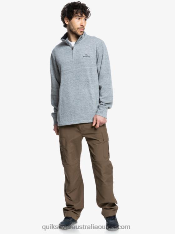 Quiksilver Men Waterman Pointsurf Zip Mock Neck Sweatshirt H2N4B1800 light grey heather