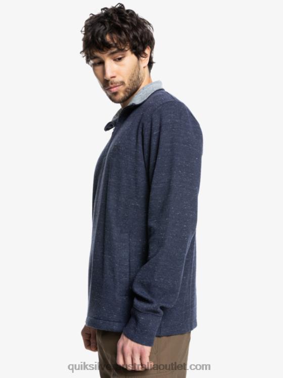 Quiksilver Men Waterman Pointsurf Zip Mock Neck Sweatshirt H2N4B1801 navy blazer heather