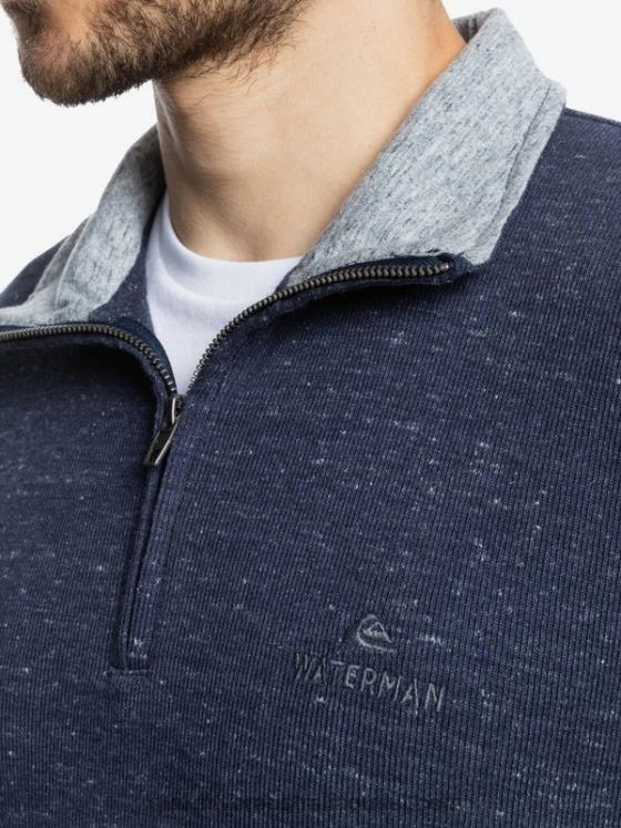 Quiksilver Men Waterman Pointsurf Zip Mock Neck Sweatshirt H2N4B1801 navy blazer heather