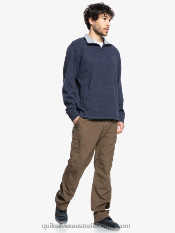 Quiksilver Men Waterman Pointsurf Zip Mock Neck Sweatshirt H2N4B1801 navy blazer heather