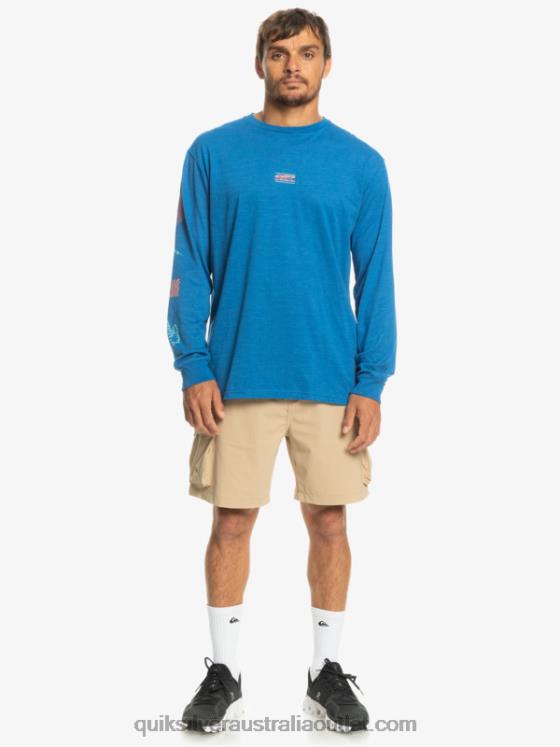 Quiksilver Men Fragment Of Nature Long Sleeve T-Shirt H2N4B1038 snorkel blue