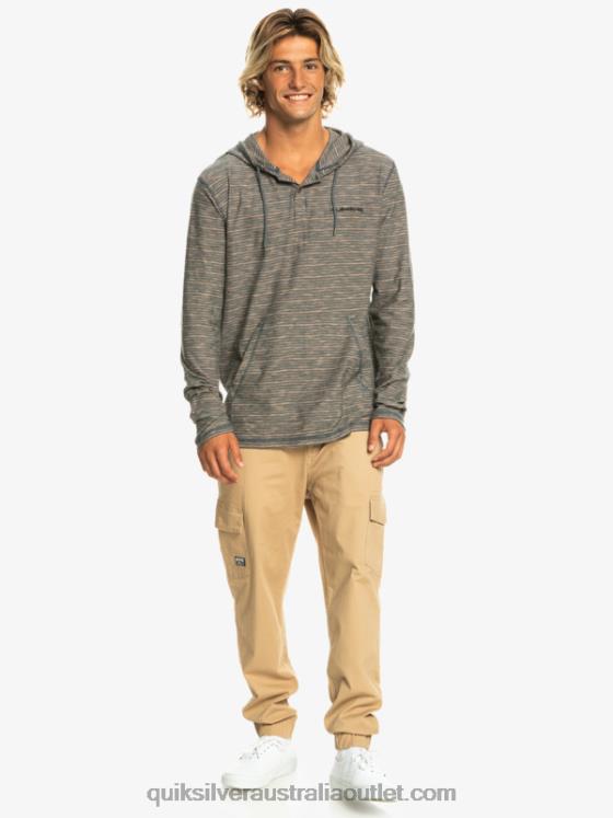 Quiksilver Men Kentin Long Sleeves Hooded T-Shirt H2N4B1353 dark slate kentin