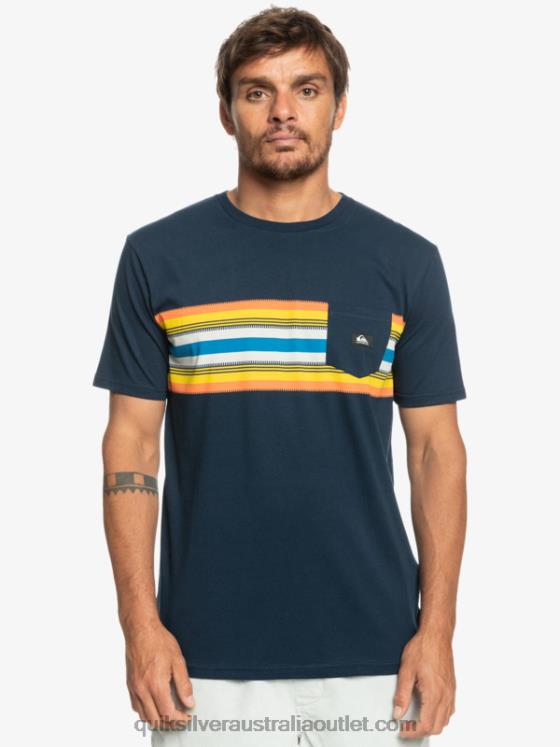 Quiksilver Men Surfadelica Stripe Pocket T-Shirt H2N4B1064 navy blazer