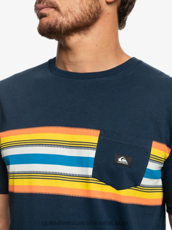 Quiksilver Men Surfadelica Stripe Pocket T-Shirt H2N4B1064 navy blazer