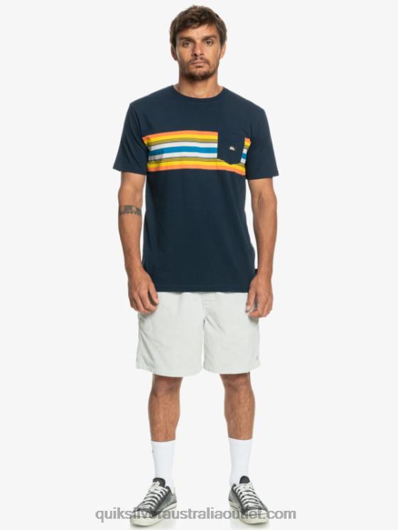 Quiksilver Men Surfadelica Stripe Pocket T-Shirt H2N4B1064 navy blazer