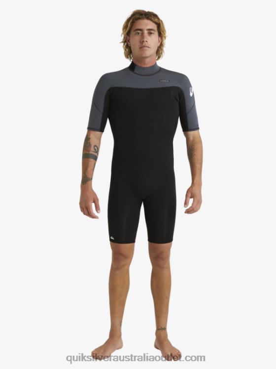 Quiksilver Men 2/2mm Everyday Sessions Short Sleeve Back Zip Springsuit H2N4B1433 black/gun metal