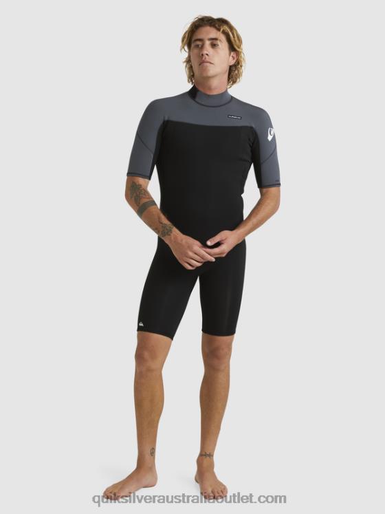 Quiksilver Men 2/2mm Everyday Sessions Short Sleeve Back Zip Springsuit H2N4B1433 black/gun metal