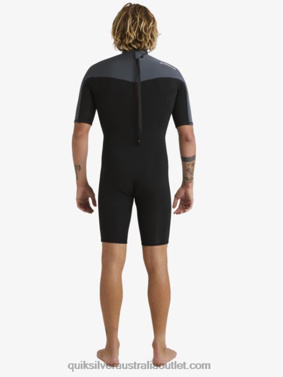 Quiksilver Men 2/2mm Everyday Sessions Short Sleeve Back Zip Springsuit H2N4B1433 black/gun metal