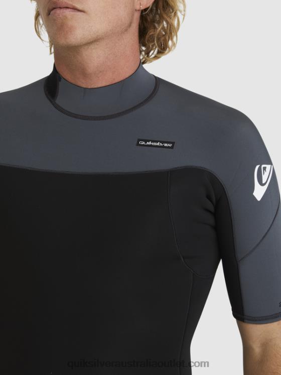 Quiksilver Men 2/2mm Everyday Sessions Short Sleeve Back Zip Springsuit H2N4B1433 black/gun metal