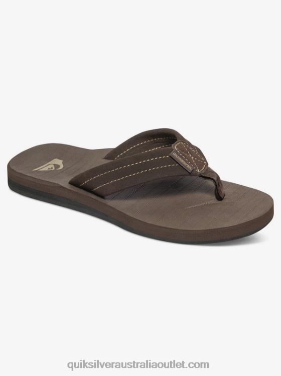 Quiksilver Boys 8-16 Carver Suede Leather Sandals H2N4B2283 demitasse - solid