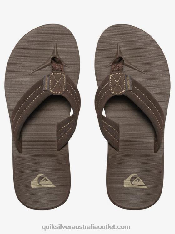 Quiksilver Boys 8-16 Carver Suede Leather Sandals H2N4B2283 demitasse - solid