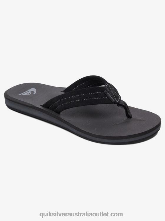 Quiksilver Men Carver Suede Leather Sandals H2N4B1632 solid black