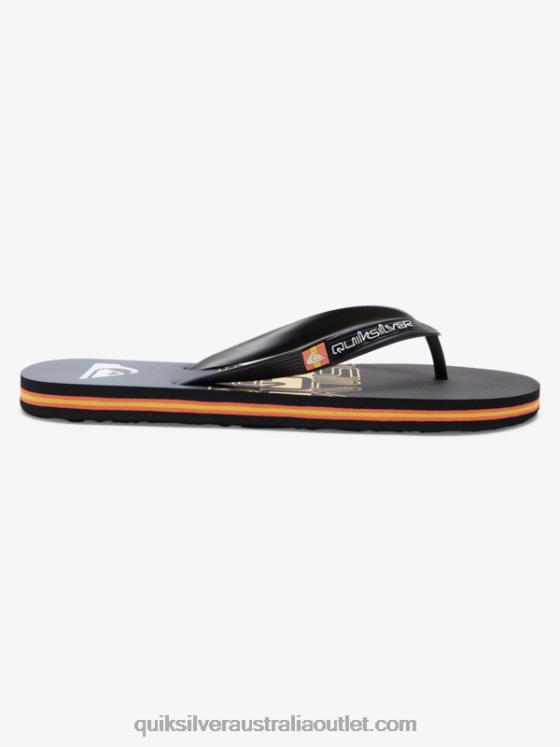 Quiksilver Men Molokai Wordblock Flip-Flops H2N4B1136 black/orange
