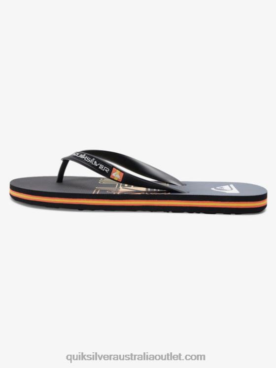 Quiksilver Men Molokai Wordblock Flip-Flops H2N4B1136 black/orange