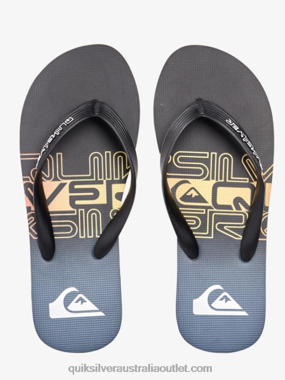 Quiksilver Men Molokai Wordblock Flip-Flops H2N4B1136 black/orange