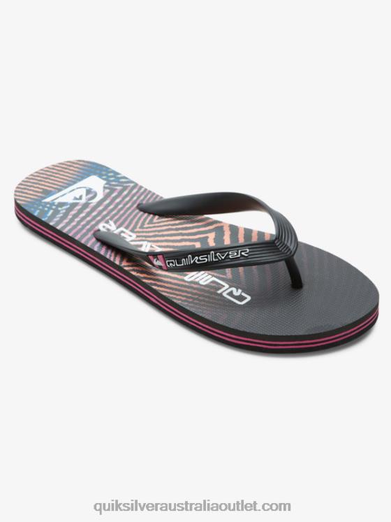 Quiksilver Men Molokai Wordblock Flip-Flops H2N4B1137 black/pink
