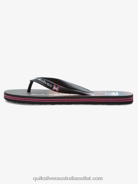 Quiksilver Men Molokai Wordblock Flip-Flops H2N4B1137 black/pink