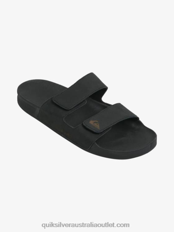 Quiksilver Men Rivi Leather Double Adjust Sandals H2N4B1286 black