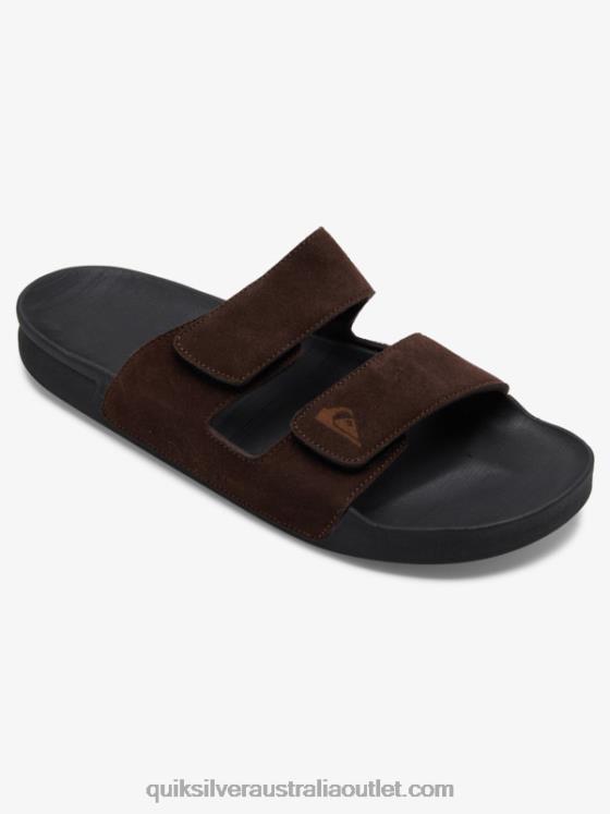 Quiksilver Men Rivi Leather Double Adjust Sandals H2N4B1287 brown/black