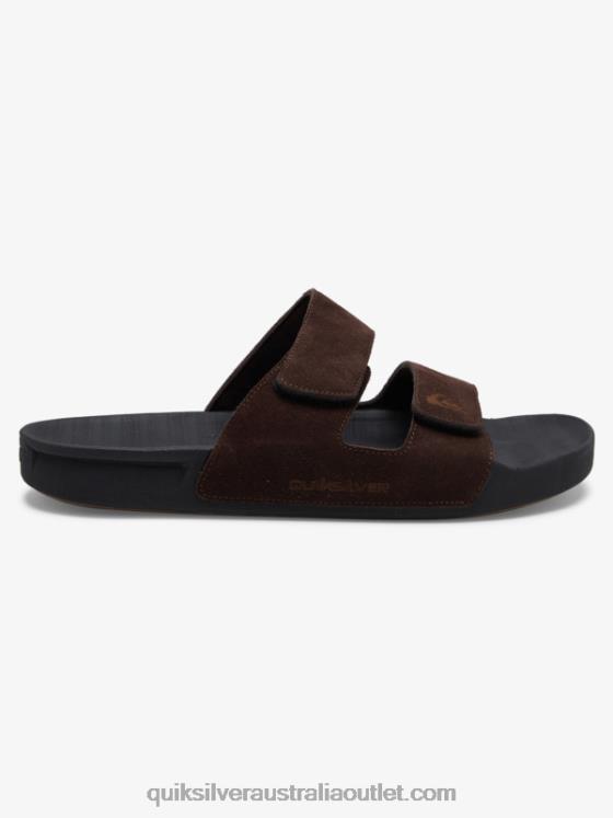Quiksilver Men Rivi Leather Double Adjust Sandals H2N4B1287 brown/black