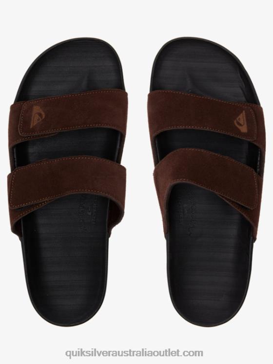 Quiksilver Men Rivi Leather Double Adjust Sandals H2N4B1287 brown/black