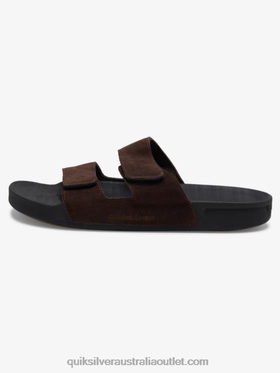 Quiksilver Men Rivi Leather Double Adjust Sandals H2N4B1287 brown/black